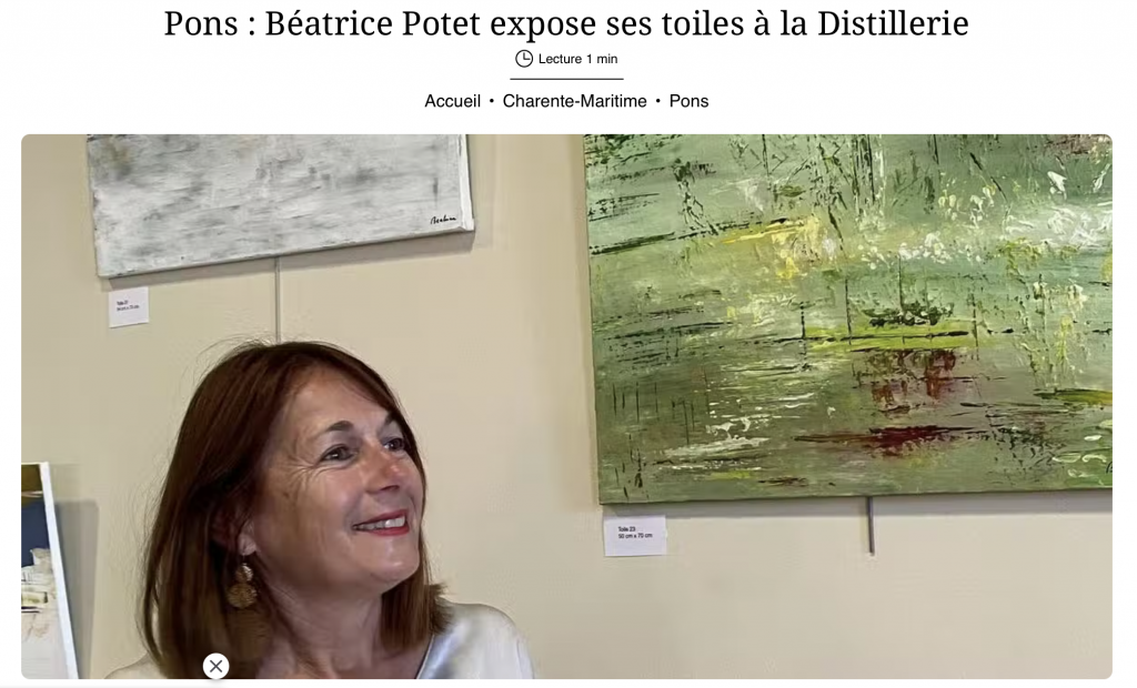 Article de presse de sud ouest sur l'exposition de Béatrice Potet artiste peintre