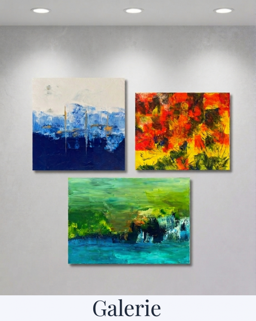 Tableaux de peinture médiumnique aux tons bleus et rouge